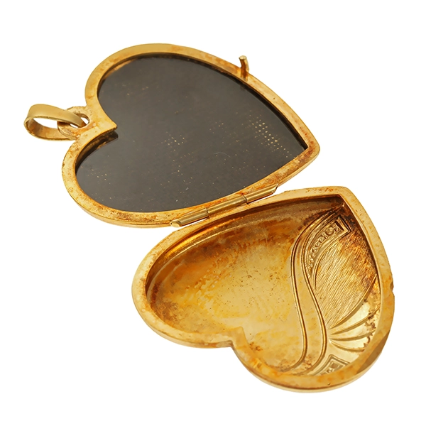 Medaillon, 14K, Gelb-/Weißgold, Herz