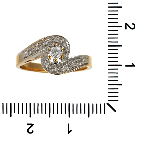 Diamantring, 14K, Gelb-/Weißgold, Brillant, Diamanten
