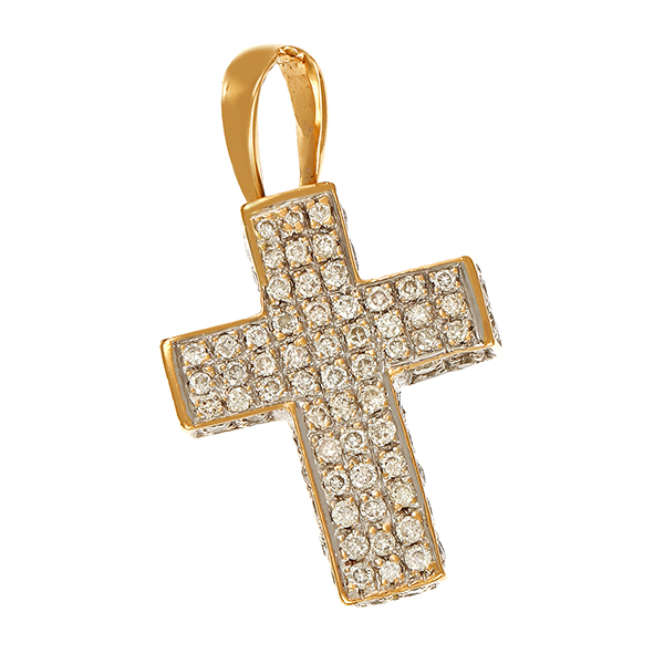 Anhänger, 18K, Gelb-/Weißgold, Kreuz, Brillanten 1,10 ct