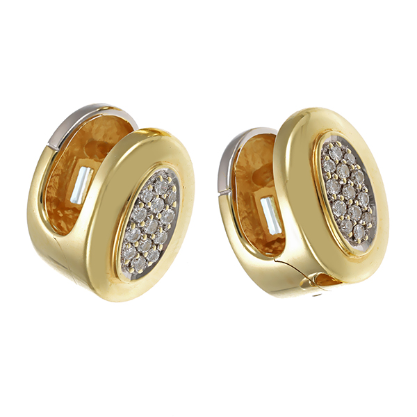 Creolen, 14K, Gelb-/Weißgold, Topas, Diamant