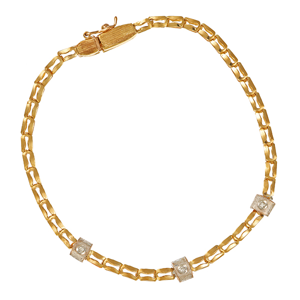 Armband, 8K, Gelb-/Weißgold, Diamanten