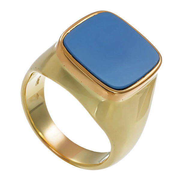 Herrenring, 14K, Gelbgold, Lagenstein