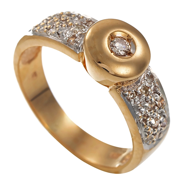 Diamantring, 14K, Gelb-/Weißgold, Brillanten