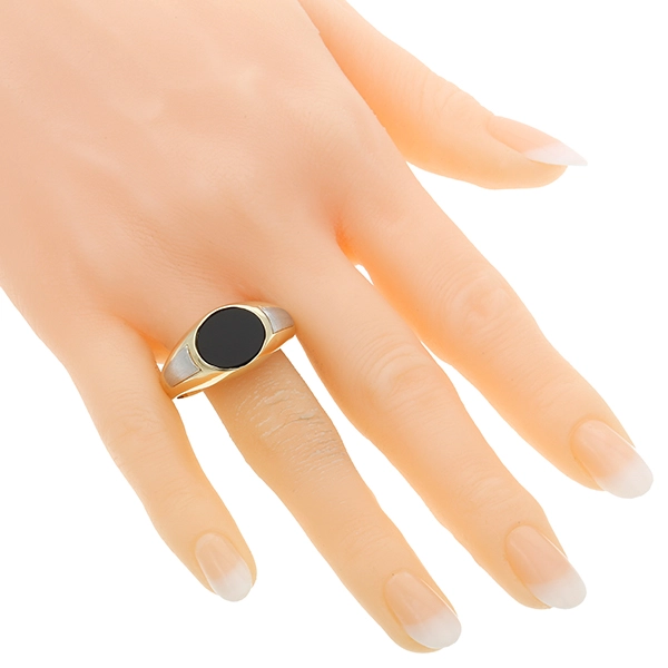 Ring, 14K, Gelbgold, Onyx