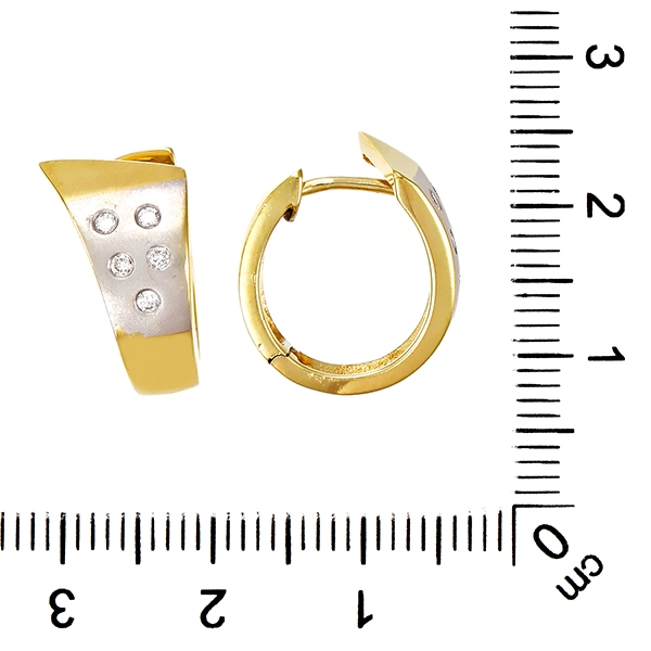 Creolen, 14K, Gelb-/Weißgold, Brillanten
