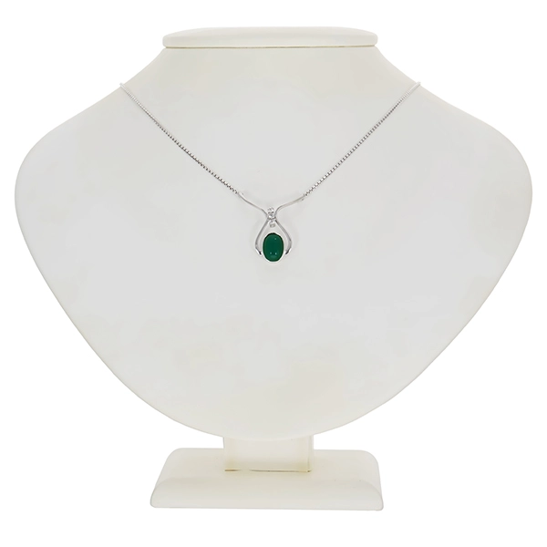 Collier, 8K, Weißgold, Jade, Zirkonia