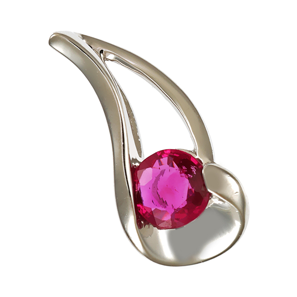 Anhänger, 14K, Weißgold, Rubin