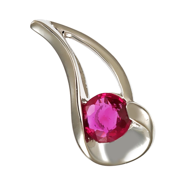 Anhänger, 14K, Weißgold, Rubin
