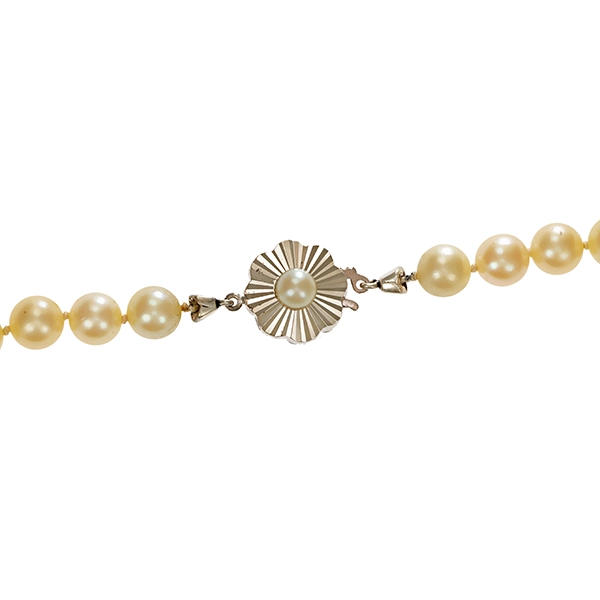 Perlenkette, 14K, Weißgold, Perlen