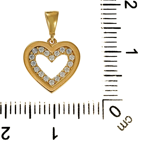 Anhänger, 14K, Gelbgold, Herz, Zirkonia