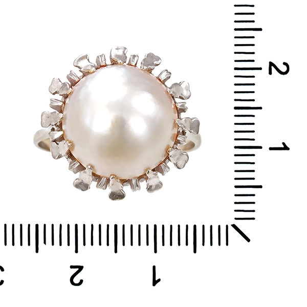 Ring, 14K, Weißgold, Perle