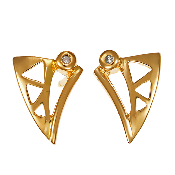 Ohrstecker, 14K, Gelb-/Weißgold, Diamanten