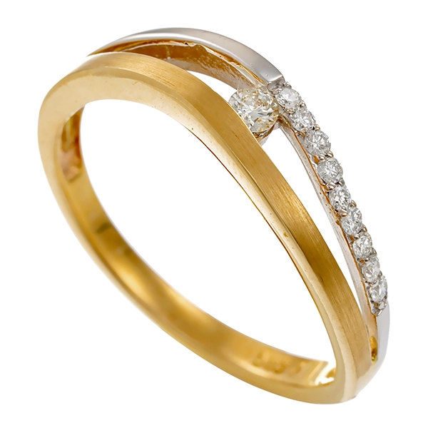 Diamantring, 14K, Gelb-/Weißgold, Brillant 0,13 ct