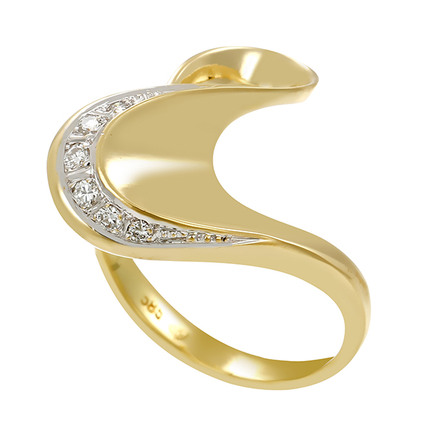 Diamantring, 14K, Gelb-/Weißgold, Brillanten