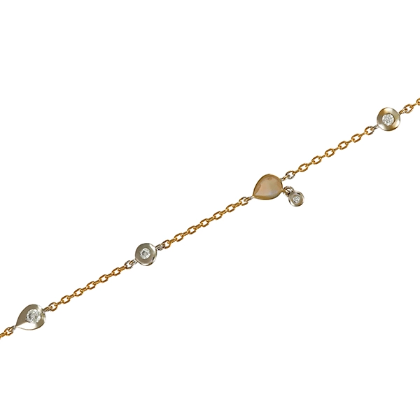 Armband, Anker-, 14K, Gelb-/Weißgold, Zirkonia