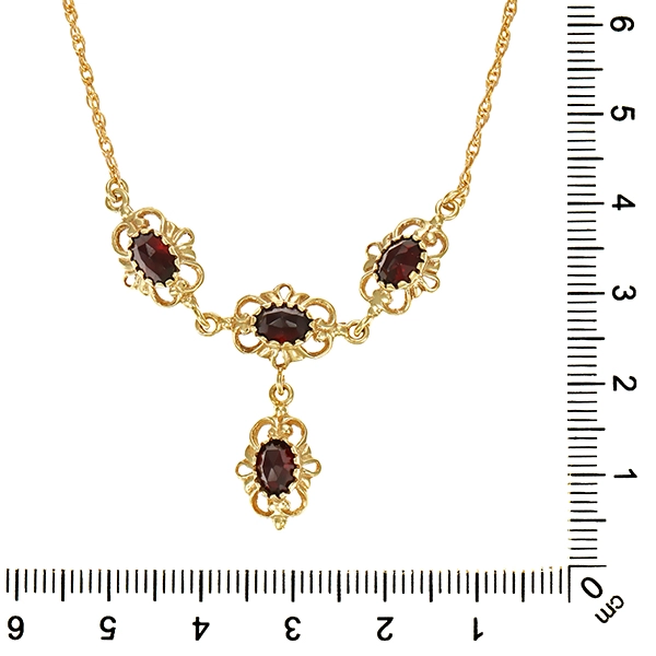 Collier, 8K, Gelbgold, Granat