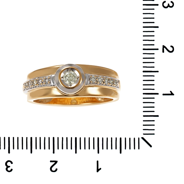 Ring, 14K, Gelb-Weißgold, 11 Brillanten