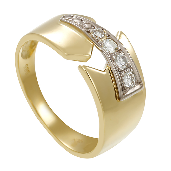 Diamantring, 14K, Gelb-/Weißgold, Brillanten 0,19 ct