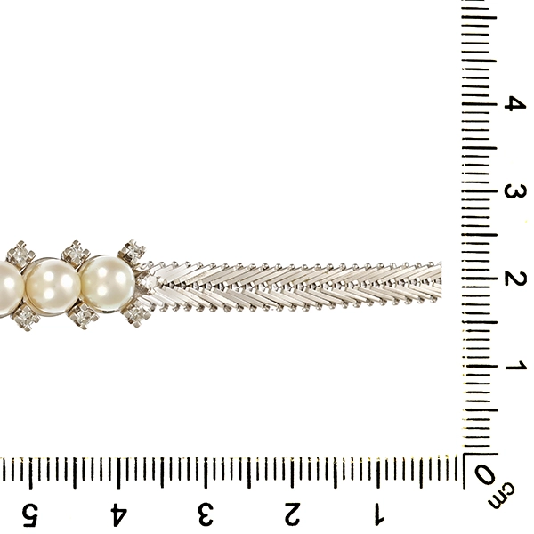 Armband, 18K, Weißgold, Diamanten, Perlen
