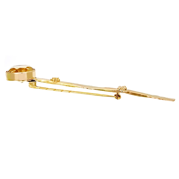Brosche, 14K, Gelbgold, Citrin, Handarbeit