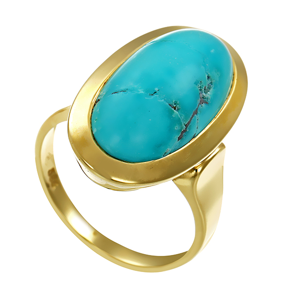 Ring, 14K, Gelbgold, Türkis