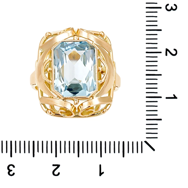 Ring, 14K, Gelbgold, synth. Spinell