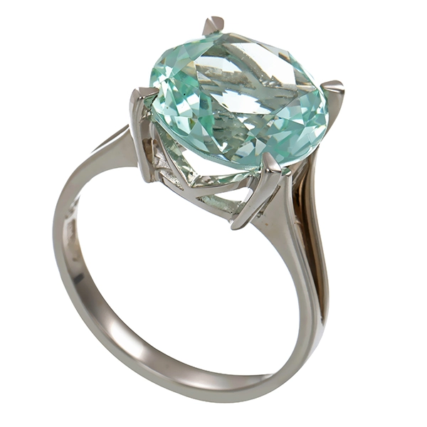 Ring, 18K, Weißgold, Aquamarin