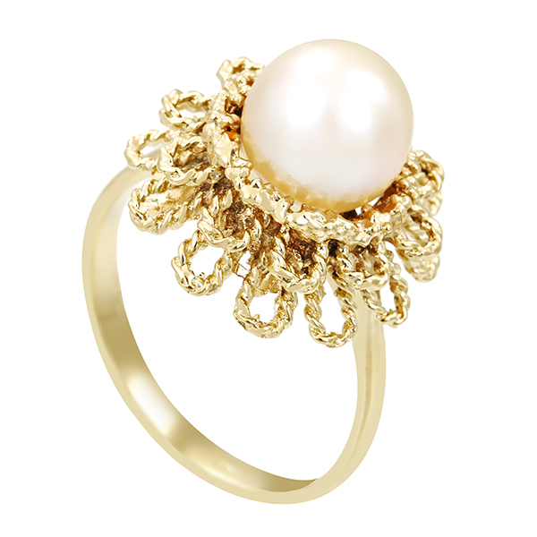 Ring, 14K, Gelbgold, Perle