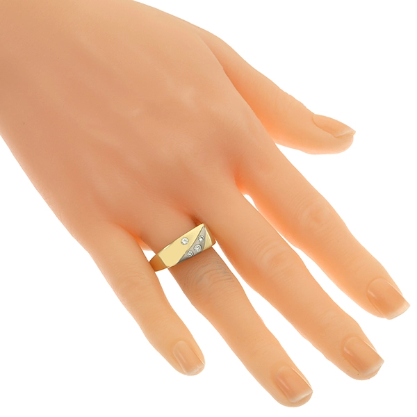 Herrenring, 18K, Gelb-/Weißgold, Brillanten