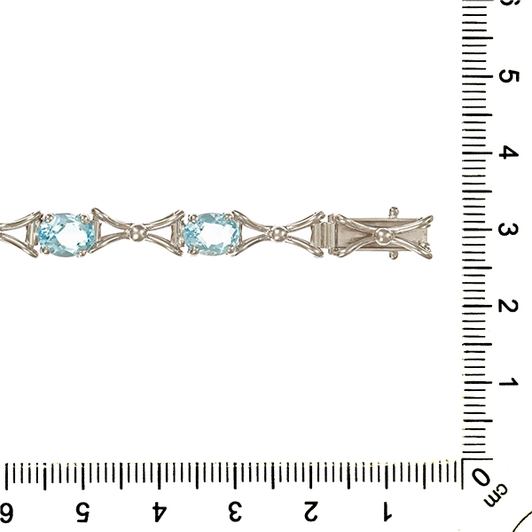 Armband, 14K, Weißgold, Topas blau