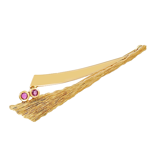 Brosche, 14K, Gelbgold, Rubine
