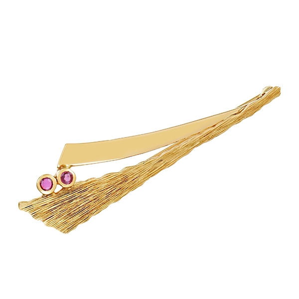 Brosche, 14K, Gelbgold, Rubine