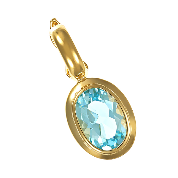 Anhänger, 14K, Gelbgold, Topas blau