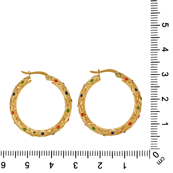 Creolen, 14K, Gelbgold, Emaille