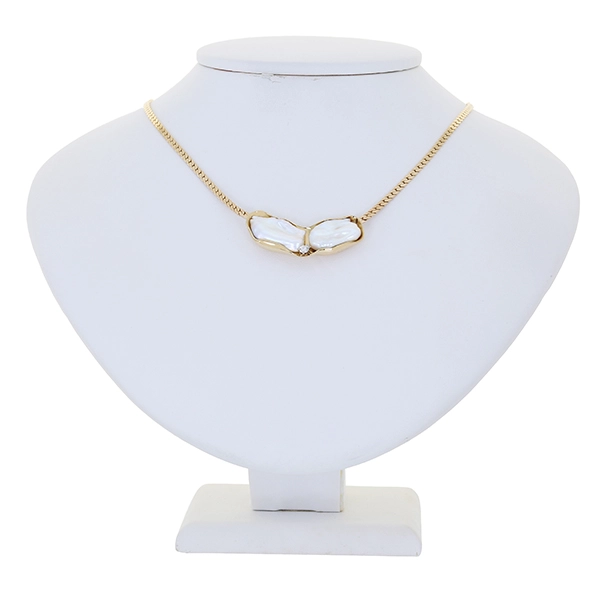Collier, 14K, Gelbgold, Keshi-Perlen, Brillanten