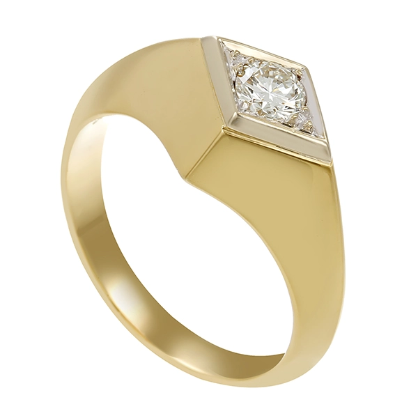 Herrenring, 14K, Gelb-/Weißgold, Brillant 0,30 ct