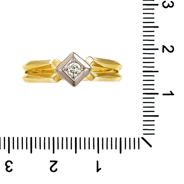 Diamantring, 14K, Gelb-/Weißgold, Brillant