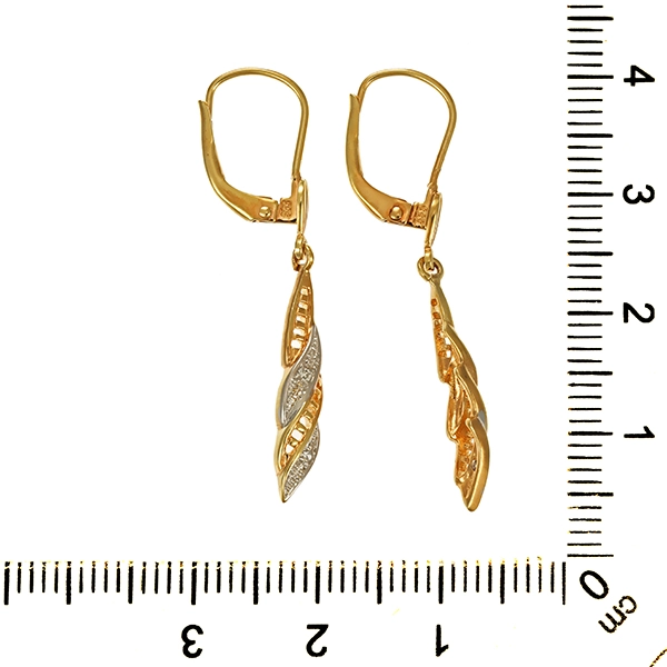 Ohrhänger, 8K, Gelb-/Weißgold, Diamanten