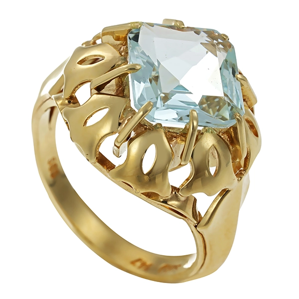 Ring, 14K, Gelbgold, Aquamarin