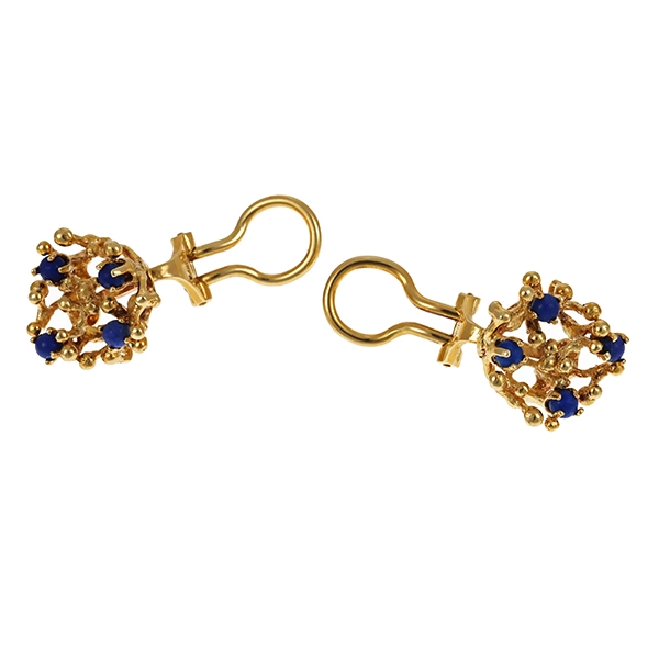 Ohrclips, 14K, Gelbgold, Lapis, Clips