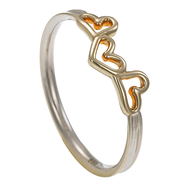 Ring, 14K, Gelb-/Weißgold, Herz