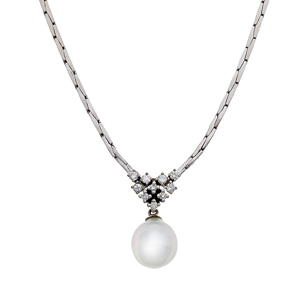 Collier, 14K, Weißgold, Brillanten
