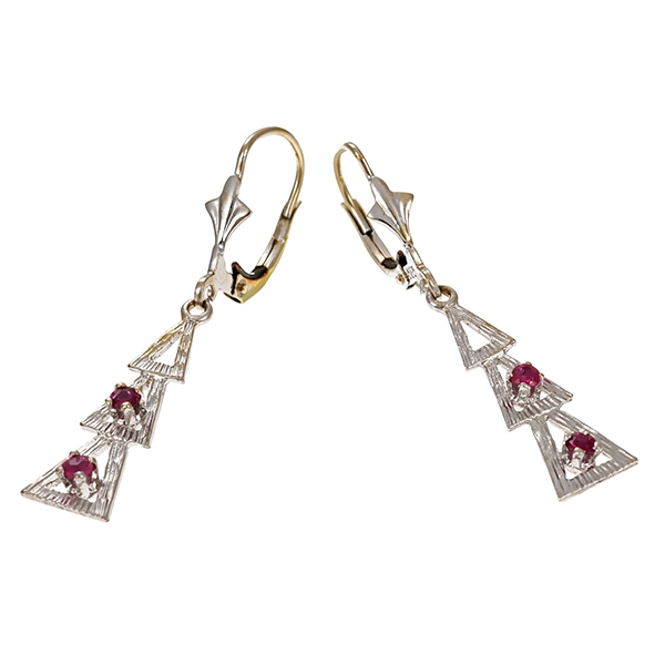 Ohrhänger, 14K, Weißgold, Rubine