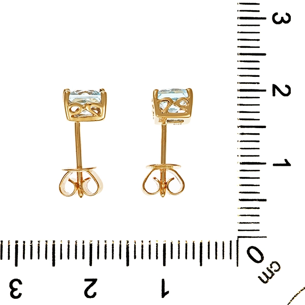 Ohrstecker, 14K, Gelbgold, Topas blau