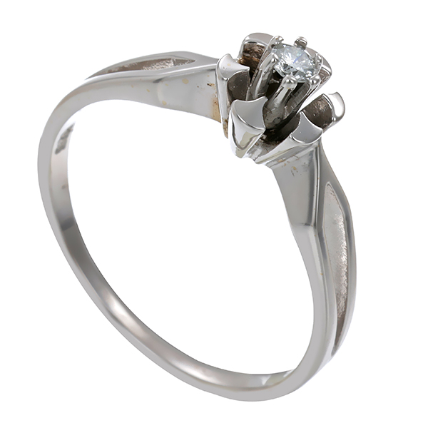 Brillantring, 14K, Weißgold, 1 Brillant