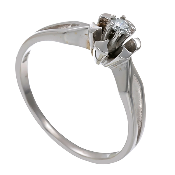 Brillantring, 14K, Weißgold, 1 Brillant