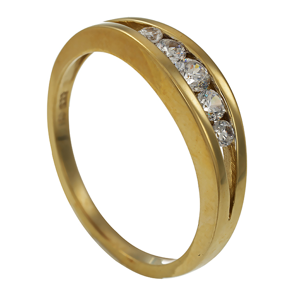 Ring, 8K, Gelb-/Weißgold, Zirkonia