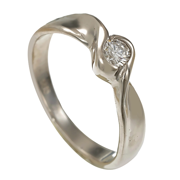 Diamantring, 14K, Weißgold, Brillant 0,15 ct