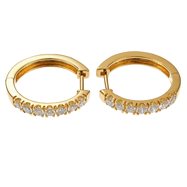 Creolen, 14K  Gelbgold, Brillanten 0,75 ct