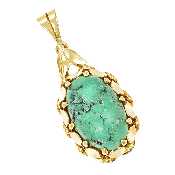 Anhänger, 14K, Gelbgold, Türkis